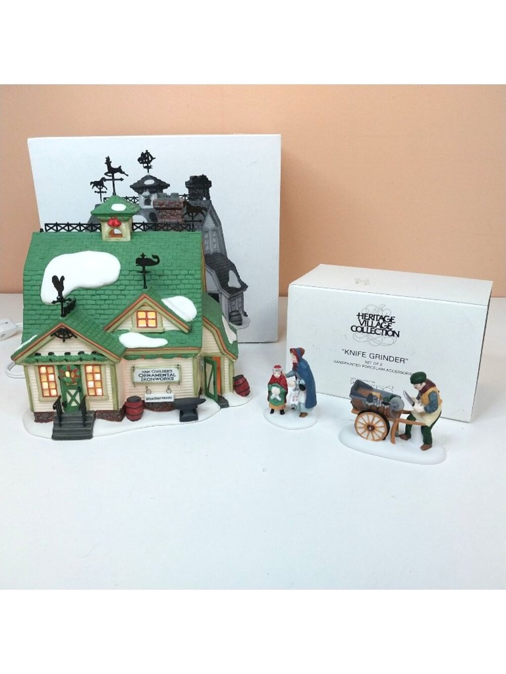 Department 56 New England Van Guilders Ironworks 56577 & Knife Grinder 5649-9